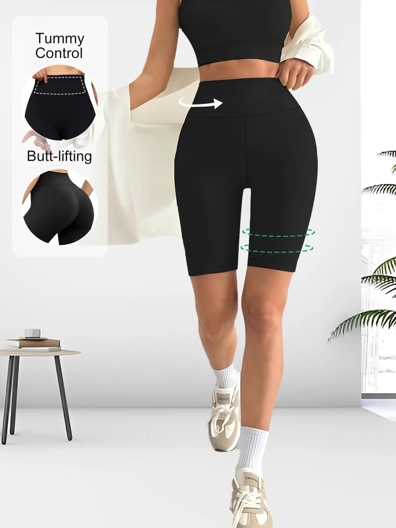 Fitfemme Women's High Waist Yoga Shorts - Tummy Control Quick Dry 4-Way Stretch Athletic Gym Running