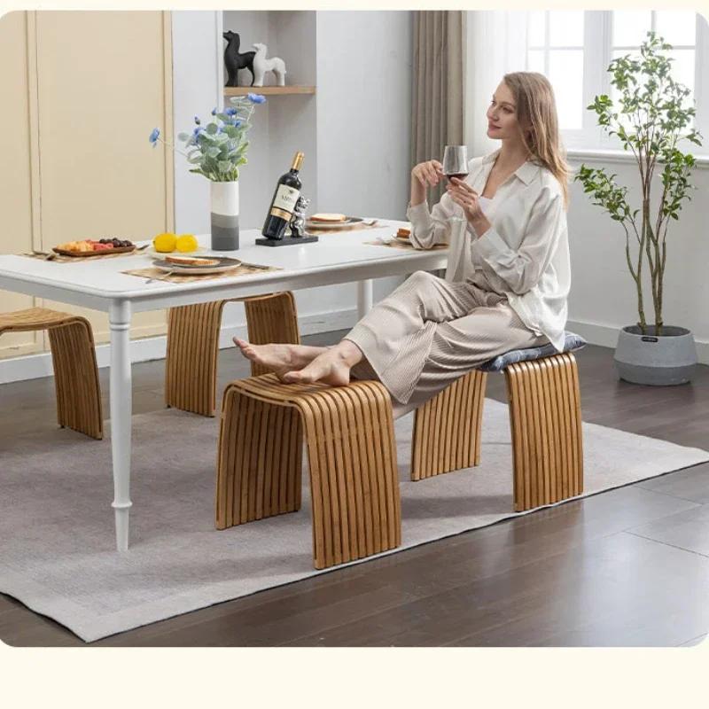 Tabouret Simple en bambou pour salon et salle à manger, meuble moderne pour la maison, tabouret à la