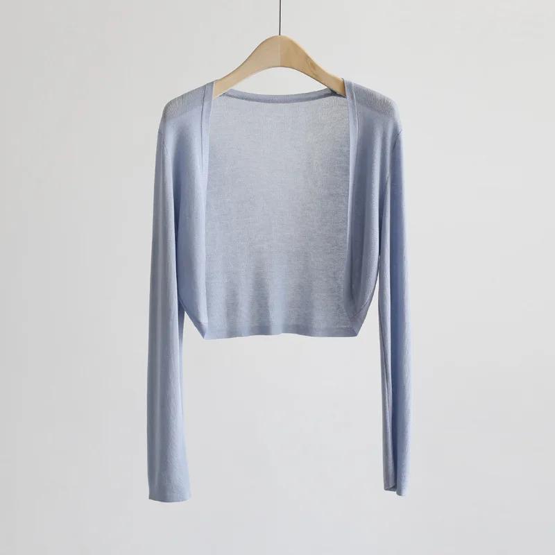 Cardigan en tricot de protection solaire pour femme, manteau fin, couverture de glace, châle, chemis