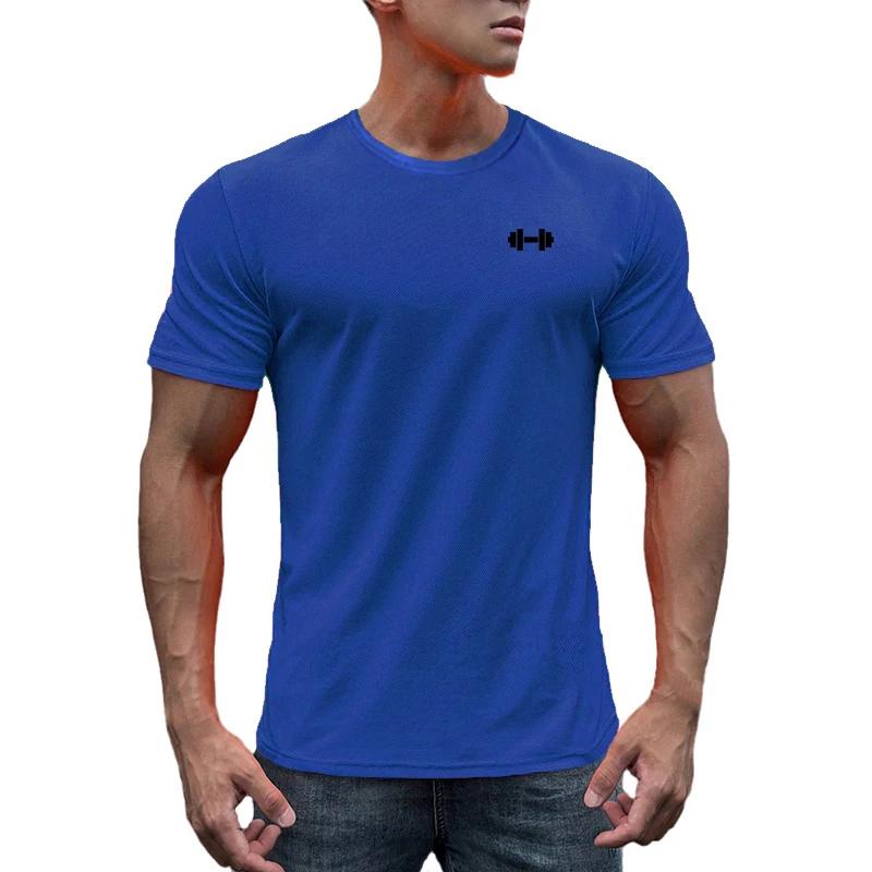 T-shirt à manches courtes et col rond pour homme, vêtement en maille, respirant, séchage rapide, coo