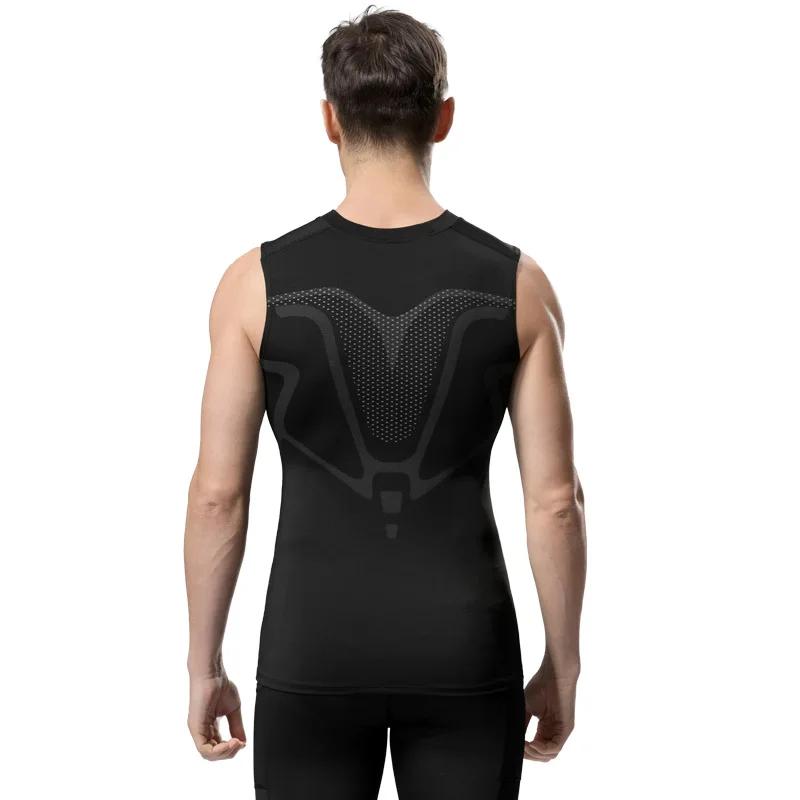 Débardeur de Compression pour hommes, chemise de gymnastique sans manches, impression à séchage rapi