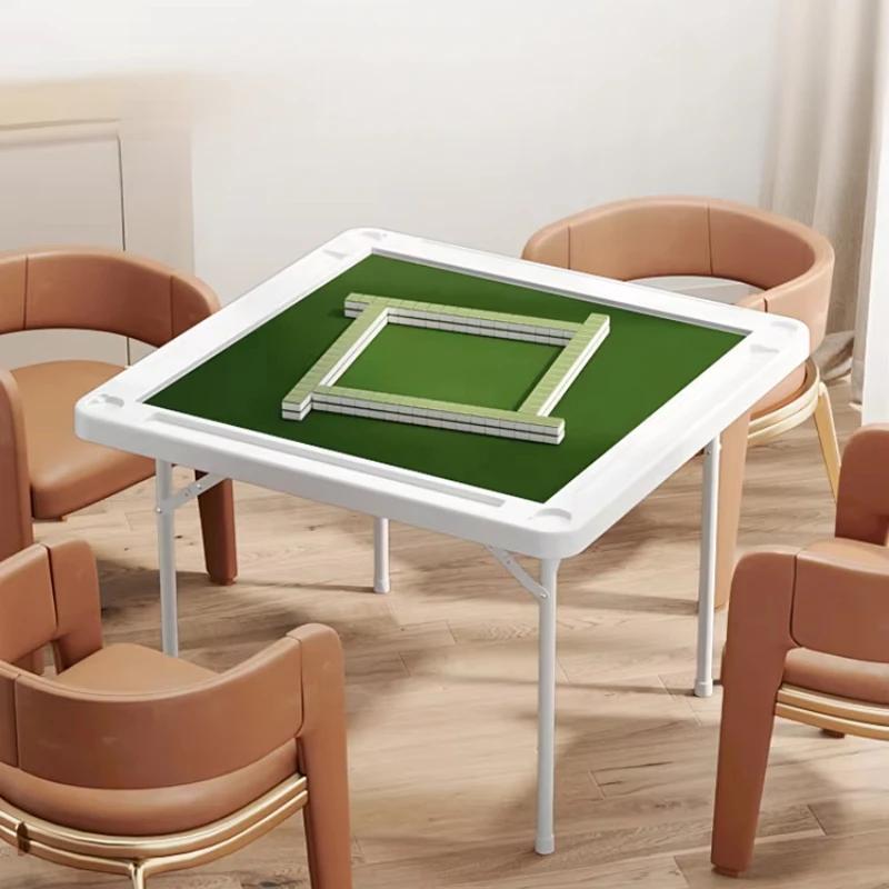 Table de Mahjong pliante avec pieds en acier, petite table explorez ecs manuelle, tables carrées, ex