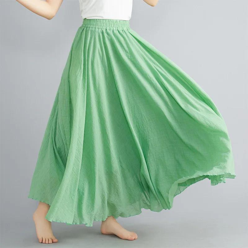 Robe littéraire en coton et lin pour fille Mori, 28 couleurs, taille élastique, jupe d'extension tra