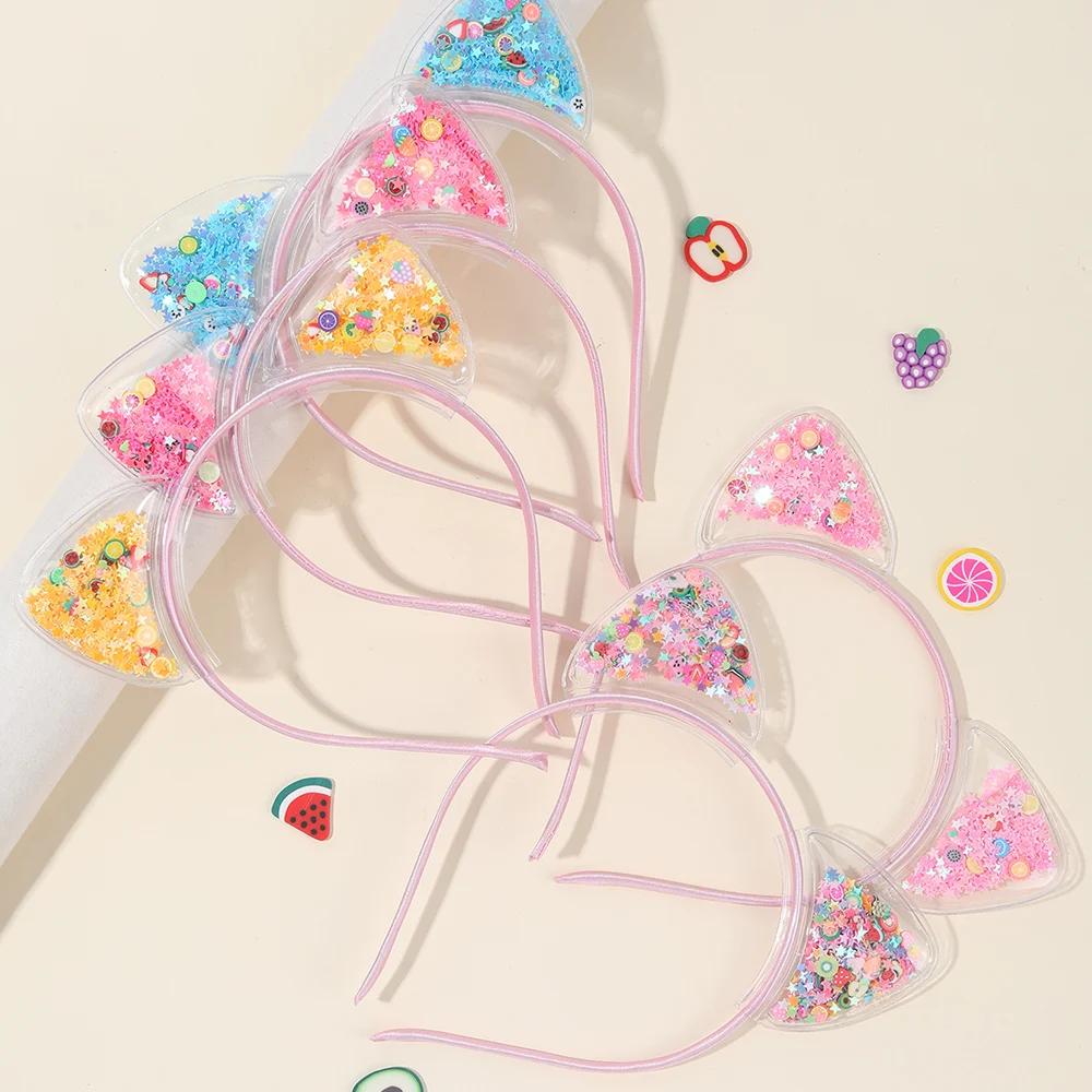 5 pièces chat oreille bandeau mignon étoile brillant paillettes bandeaux doux PVC oreille princesse 