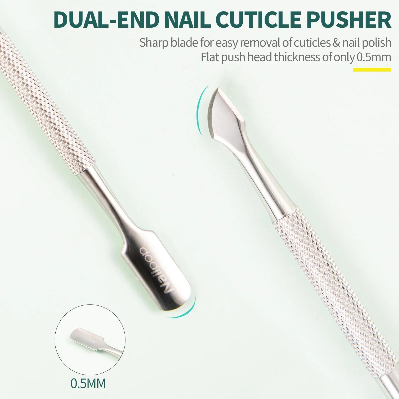 Nailpop ciseaux à cuticules en acier inoxydable manucure pédicure tondeuse et poussoir argent peau m