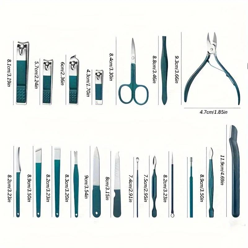 Kit de manucure et pédicure professionnel en acier inoxydable, ensemble de coupe-ongles avec étui de