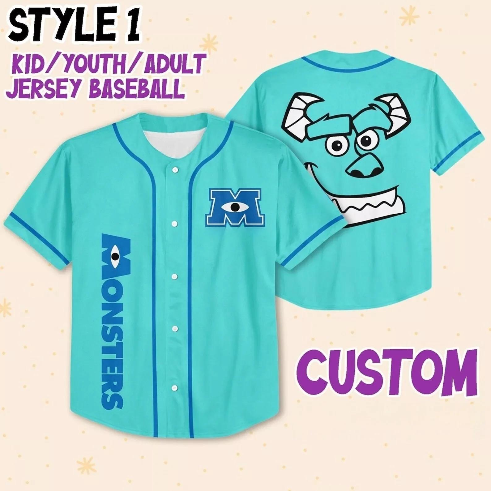 Maillot de Baseball personnalisé Monsters University Mike Sulley, chemise de Cosplay pour enfants, j