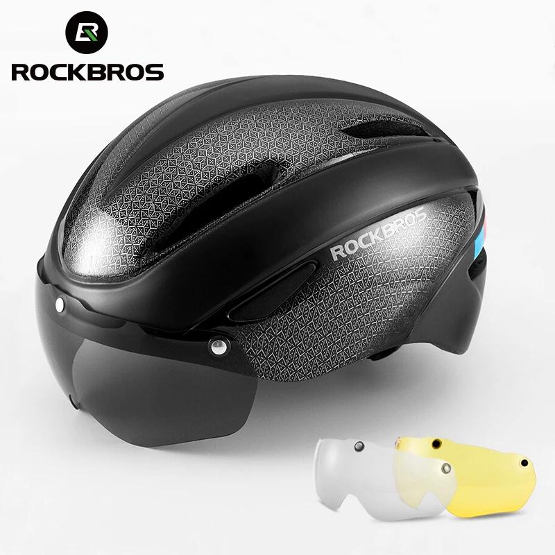 Casque vélo aérodynamique ROCKBROS intégralement moulé pour cyclisme route VTT hommes femmes avec lunettes