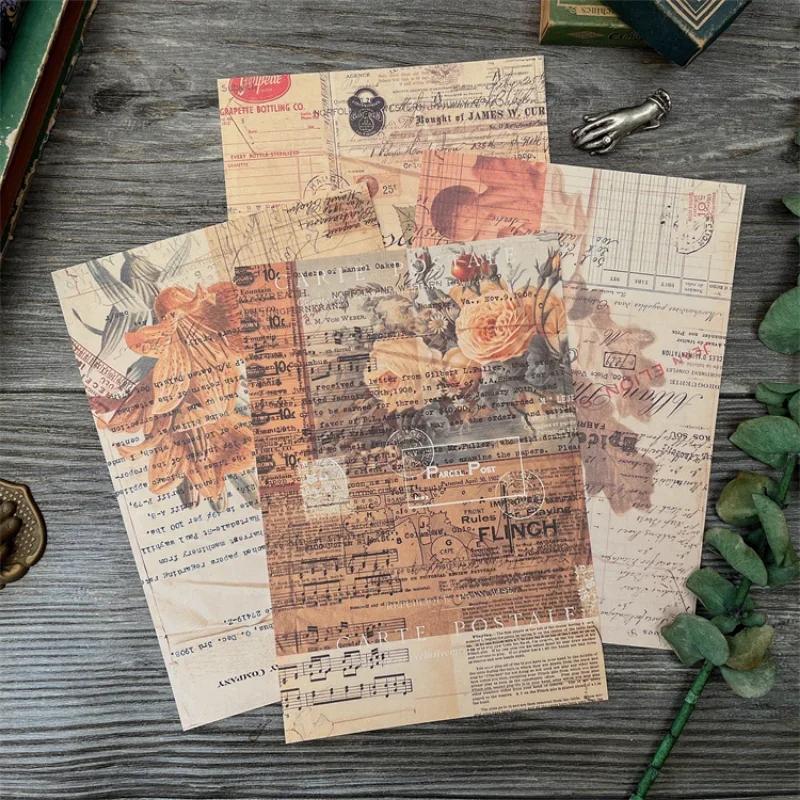 QuerHoltz-Papier artisanal de style vintage, fleur, lettre, papillon, journal indésirable, album éph