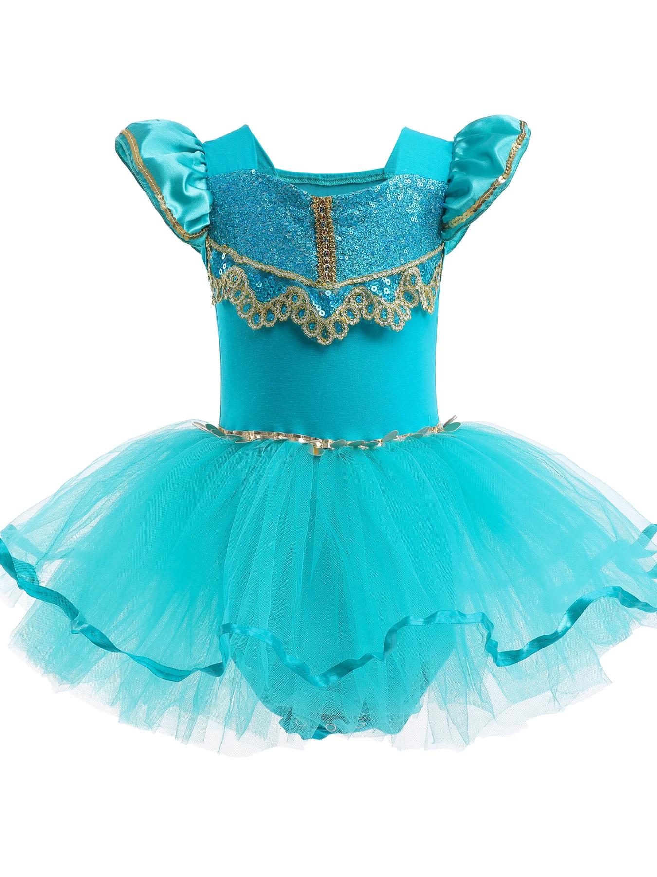 Robe Tutu Princesse Jasmine avec Cape pour Petite Fille, Costume de brevBallerine, Tenue de brev, Bl