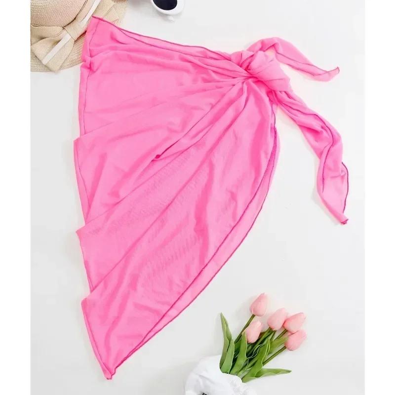 Robe de plage d'été enveloppante pure enveloppement noeud taille maillot de bain couvrir jupe Bikini