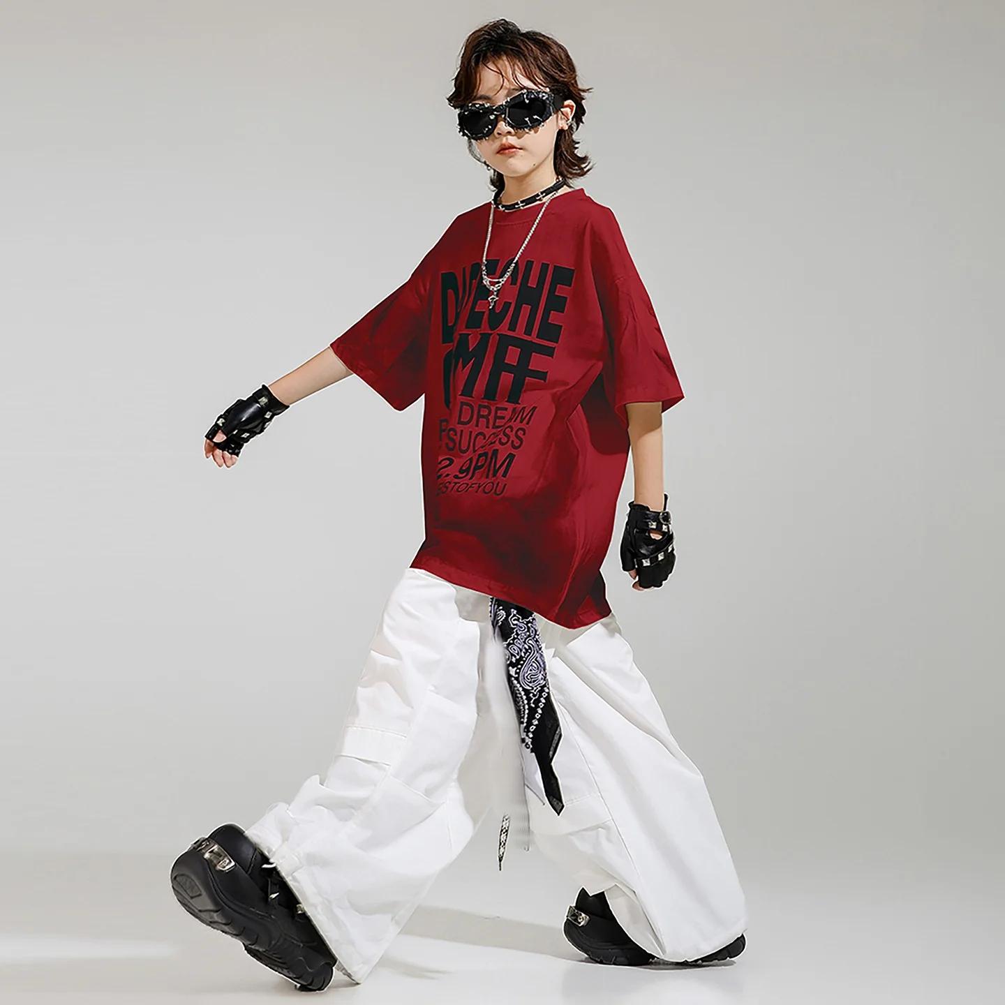 Vêtements Hip Hop pour filles, T-shirt noir, short blanc pour garçons, tenues de danse de rue, stree