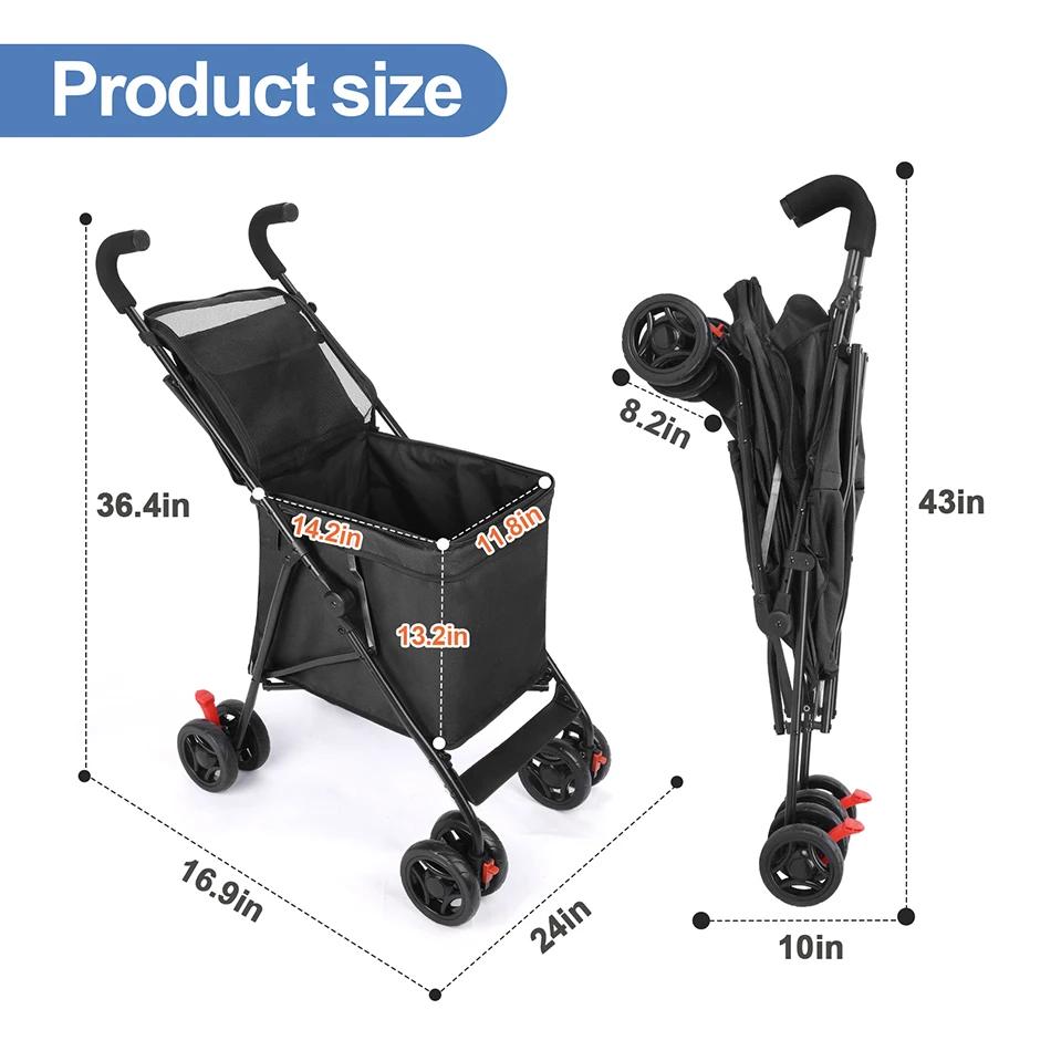 Chariot de courses pliable, portable, durable, léger, sac d'achat sur le marché, 4 roues, poussette 