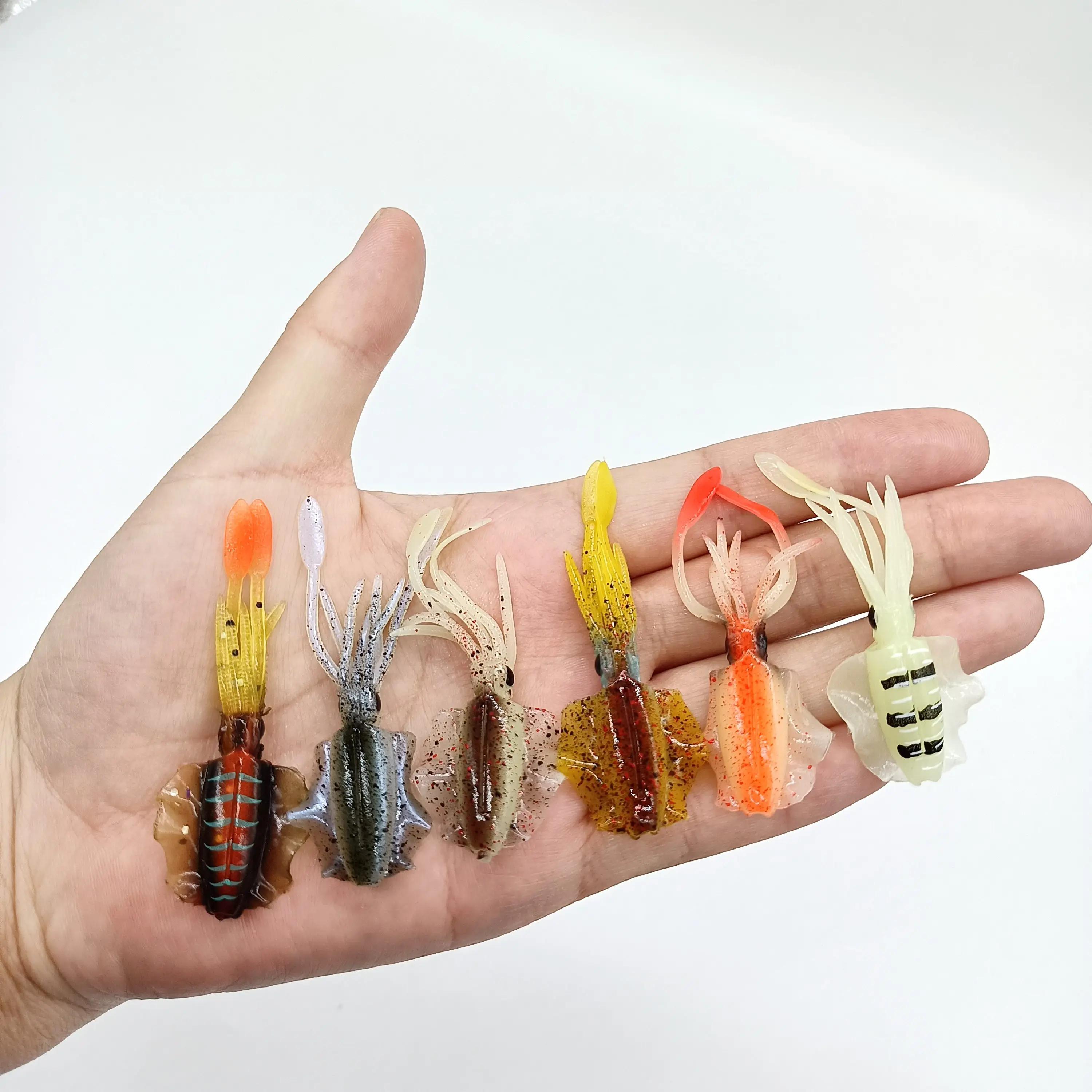 DUODUOYU 1 pièces Mini leurre de pêche au calmar souple 6 cm 2g gabarits de calmar UV lumineux pour 
