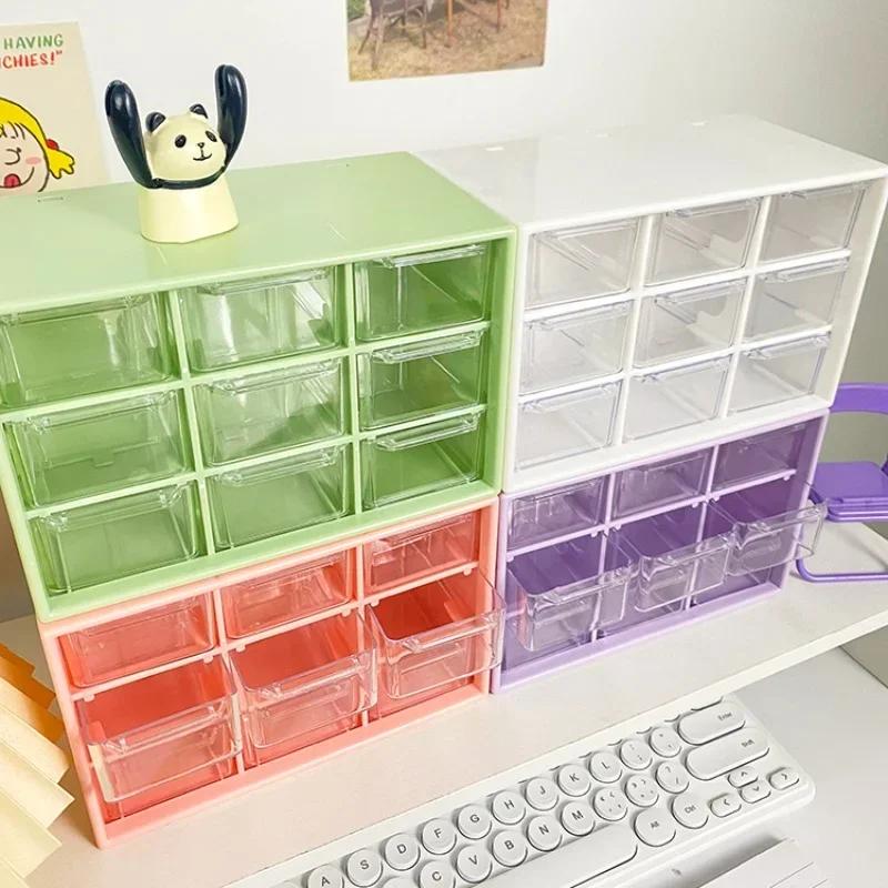 Bureau 9 grilles boîtes de rangement organisateur Transparent petit tiroir cloisonné bureau d'étudia