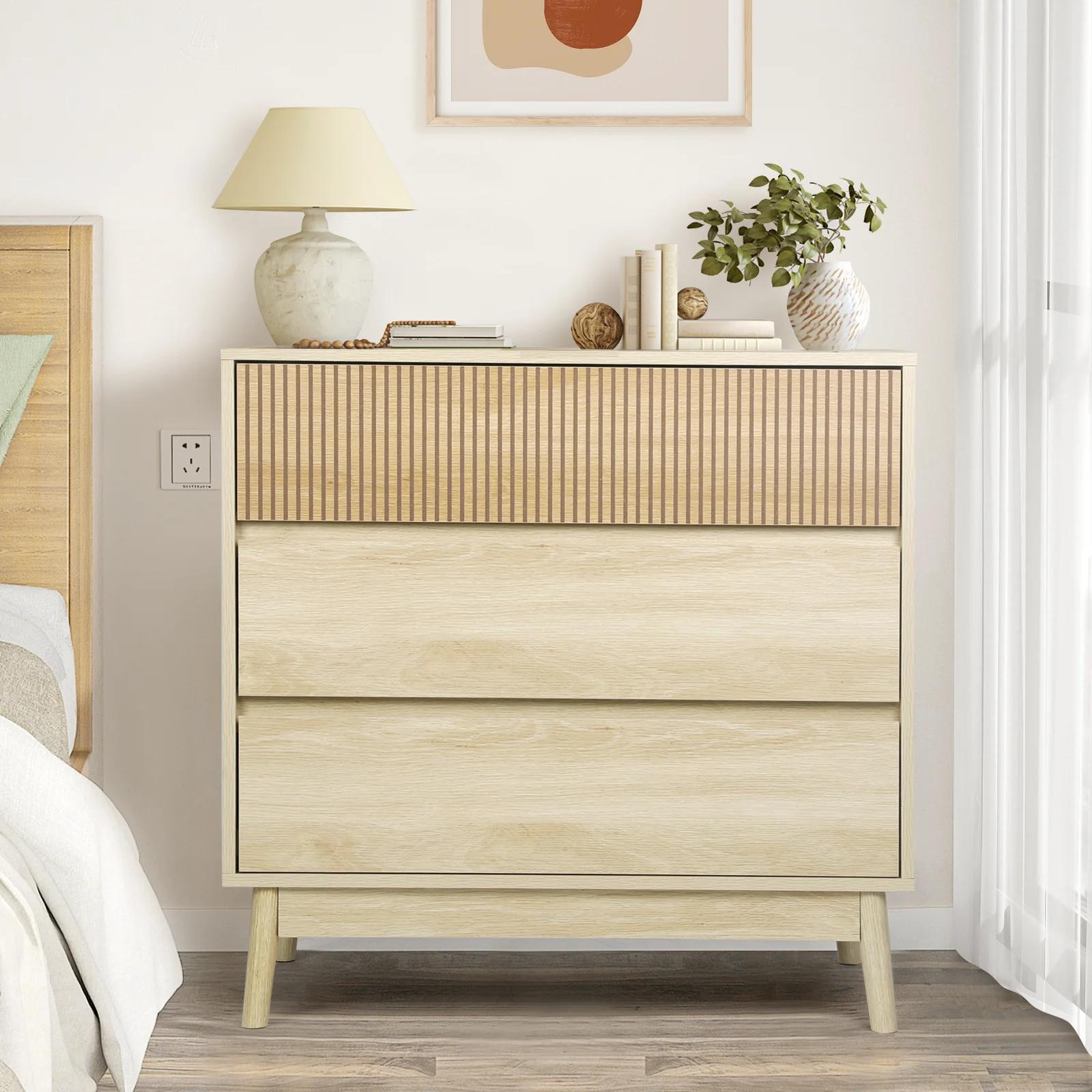 VOWNER 3-Commode de ferme, commode de rangement en bois, commodes de Cisco modernes à larges portes,