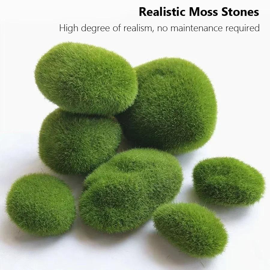 Roches de mousse artificielles décoratives, boules de mousse verte, pour arrangements floraux, jardi