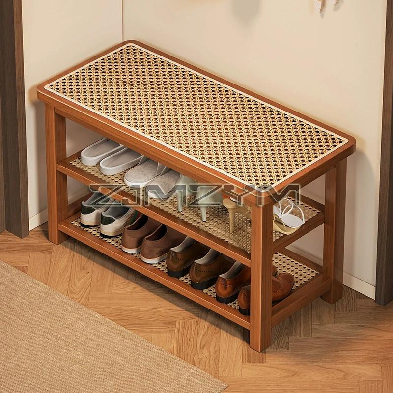 Tabouret à langer, armoire à chaussures assise, porte d'entrée, porte de maison, rangement multicouc