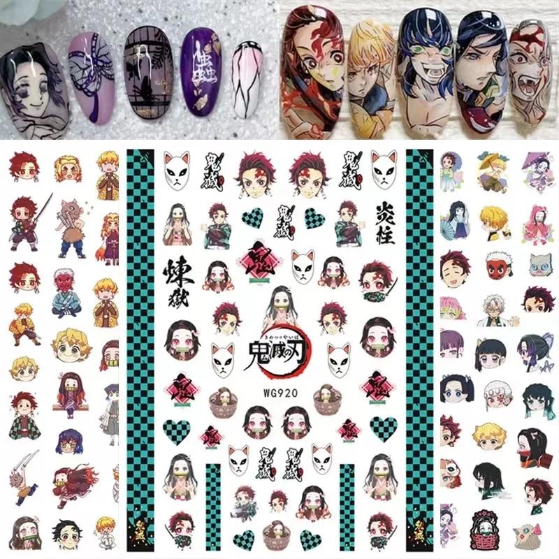 1 paquet d'autocollants pour ongles Anime Demon Slayer, dessin animé princesse Disney, décoration Na