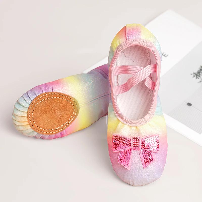 Chaussures de Ballet pour filles, pantoufles de Ballet à nœud pour enfants, chaussures de danse à se