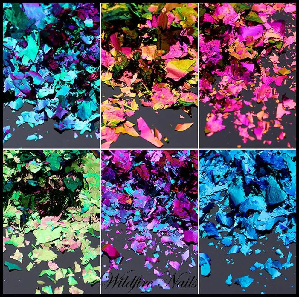1 pot de paillettes pour nail art AURORA Chrome, multi-chrome, caméléon, paon, galaxie, paillettes p