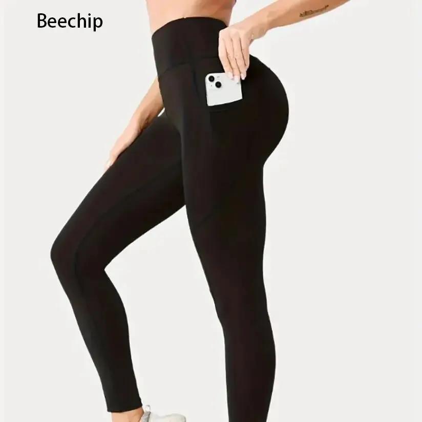 Leggings de yoga de poche pour femmes, taille haute, levage des hanches, sports et fitness, directem