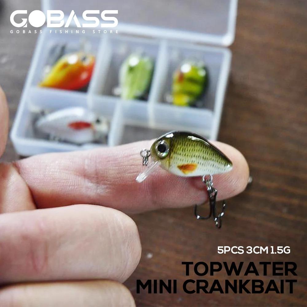 GOBASS-Ensemble de mini leurres artificiels pour la pêche en surface, appâts à manivelle pour broche