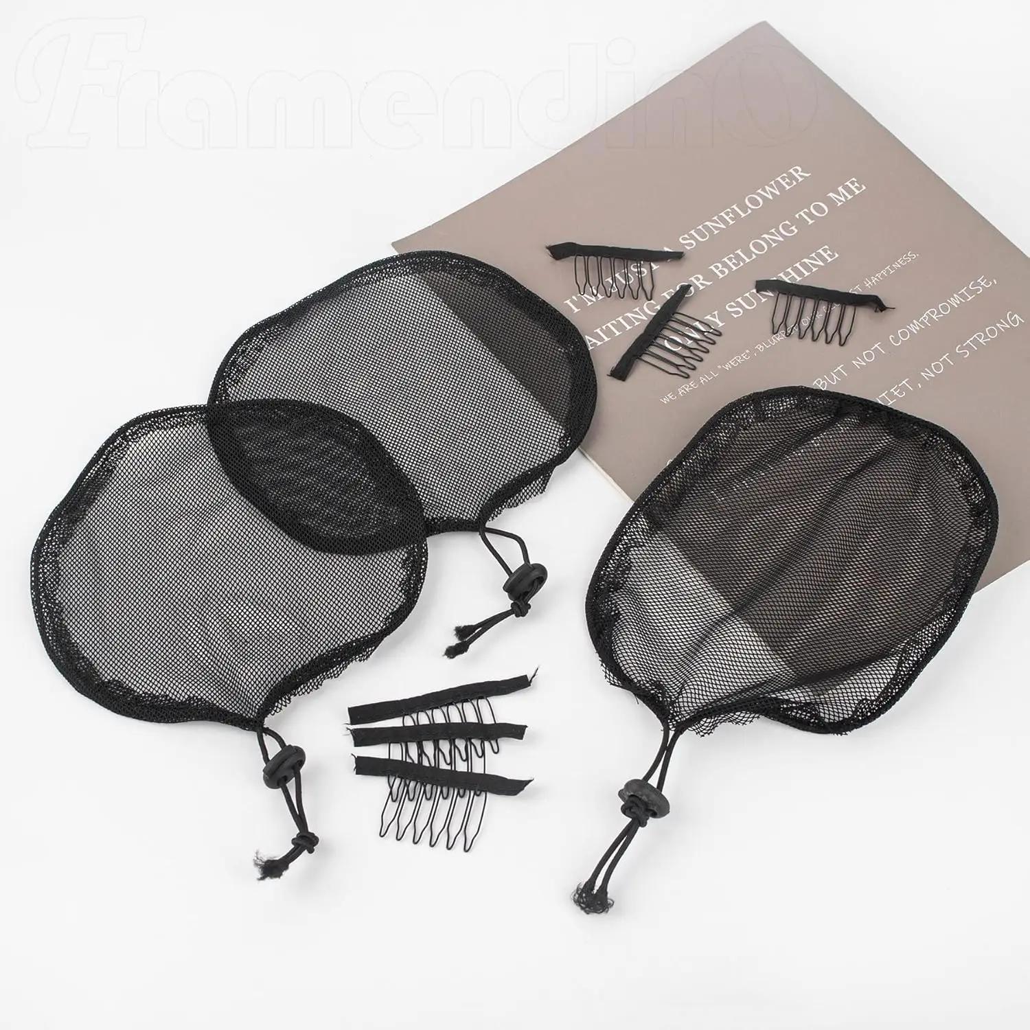 Filet de tissage noir, 5 pièces, cordon élastique, queue de cheval avec 3 Clips en maille pour la fa