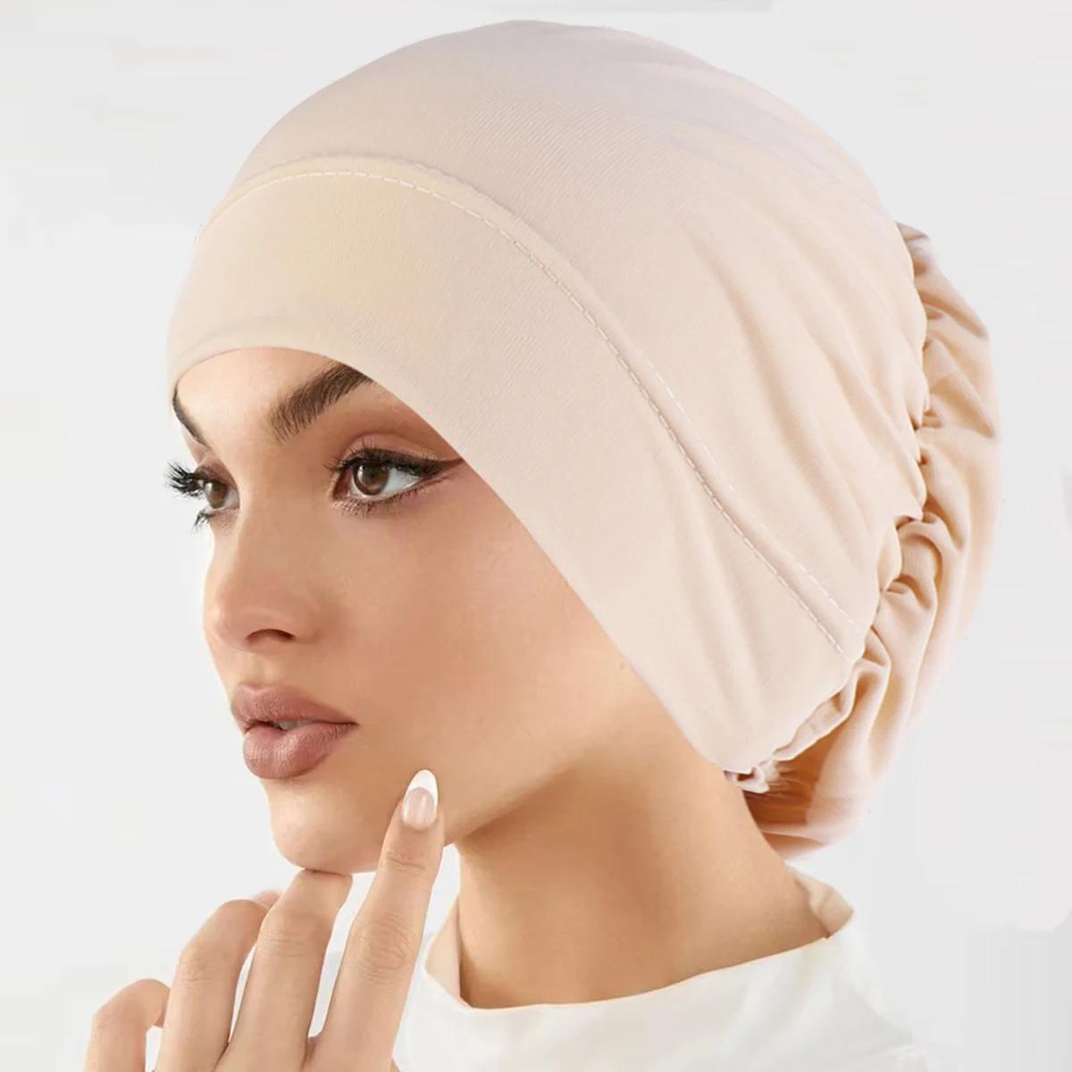 Mode musulmane femmes Hijabs doux extensible couleur unie Turban chapeau Cancer chimio bonnets casqu