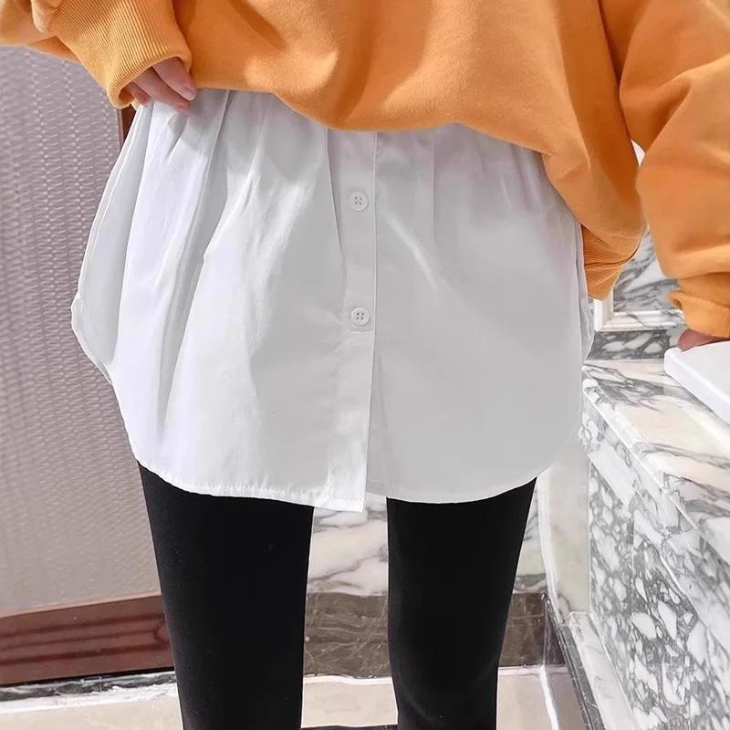Extensions de chemise grande taille 5XL pour femmes, fausse chemise, jupe irrégulière, chemisier, ou