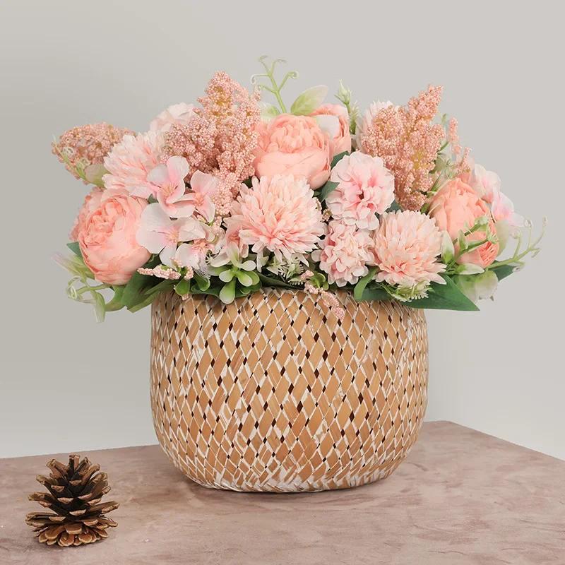 Bouquet de Fleurs Artificielles Vintage InjRose, Fausses Fleurs, Accessoires de Décoration de Mariag