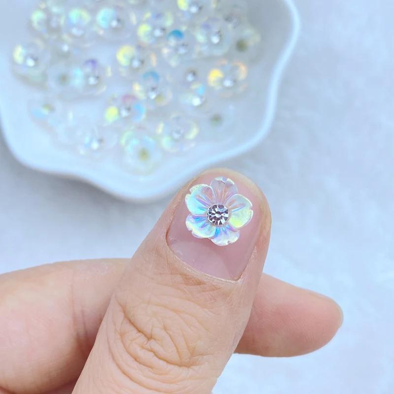 30 pièces nouveau mignon Mini brillant diamant fleur ongles strass gemmes paillettes Nail Art bijoux