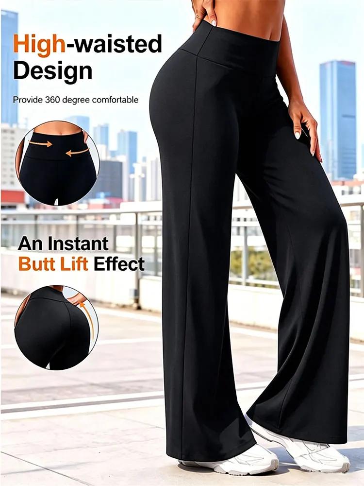 Pantalon de sport souple à jambe droite pour femme, taille mi-haute, pour yoga, fitness, entraînemen