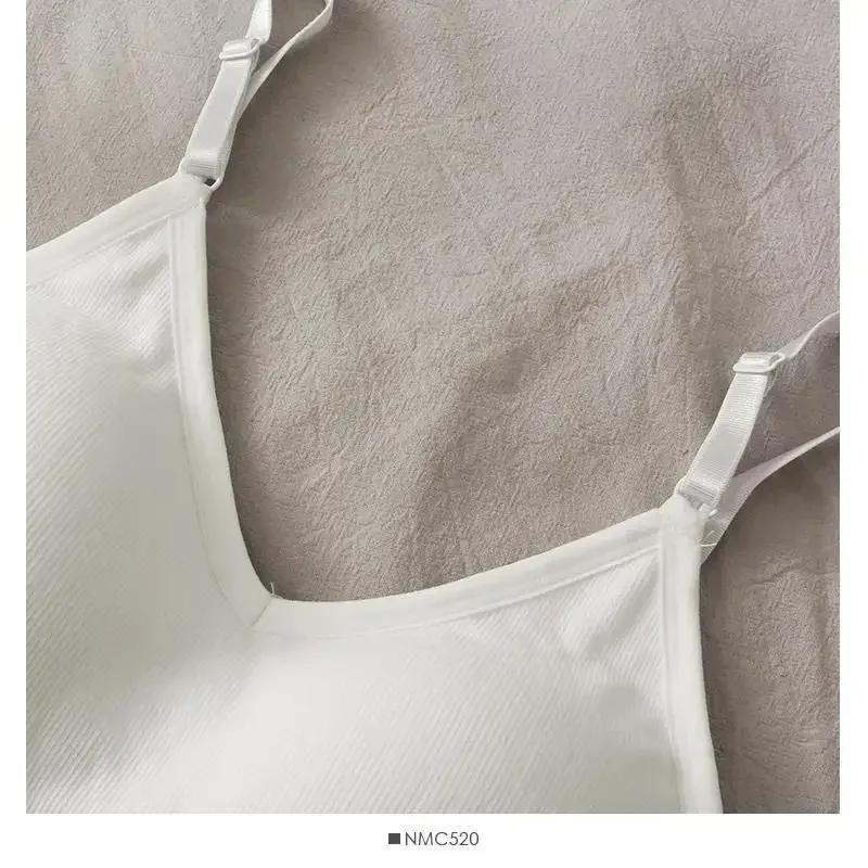 Débardeur Sexy pour femmes, soutien-gorge intégré, couleur unie, haut court, épaules dénudées, Camis