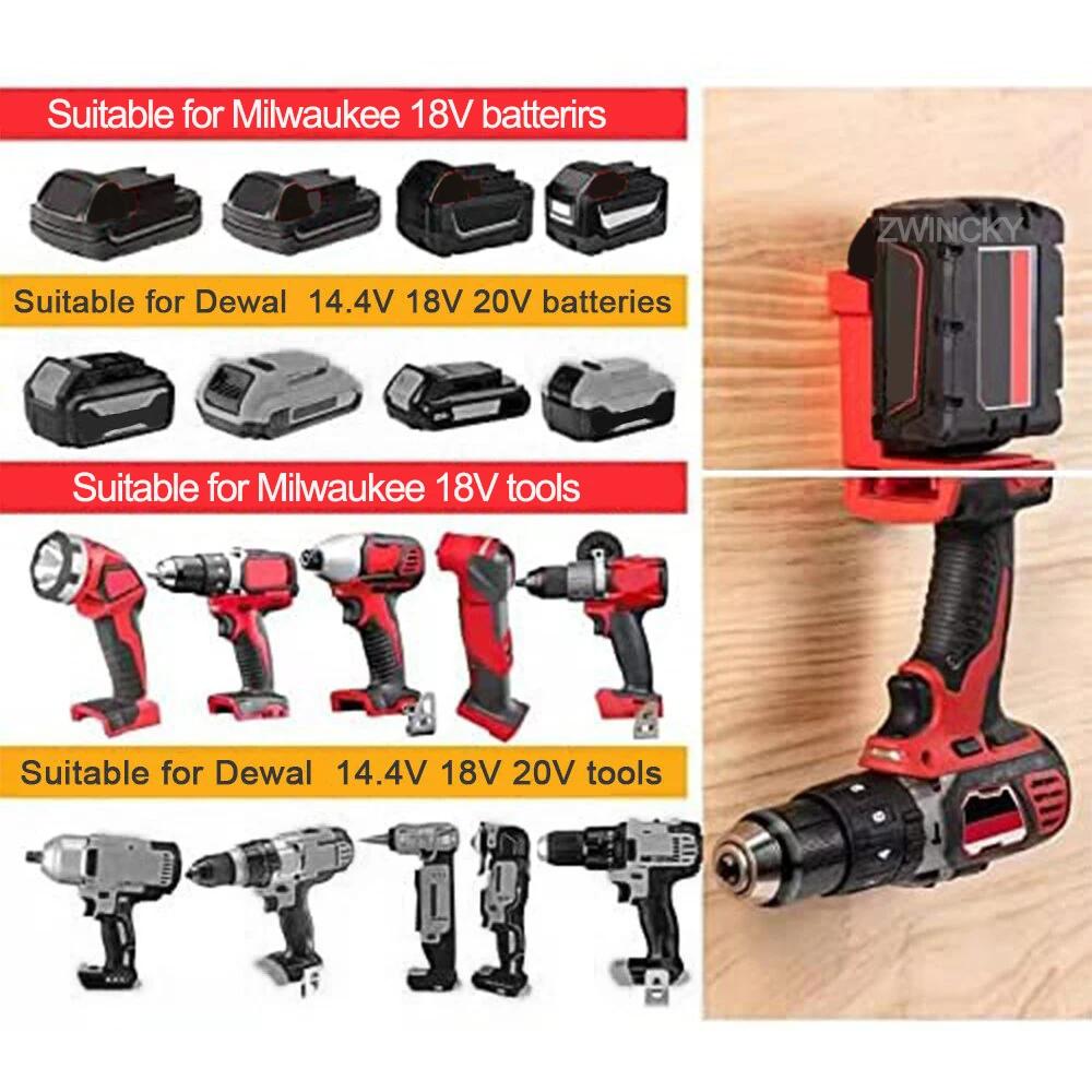 Support d'outils pour Dewalt et Milwaukee 18V 20V – Support de fixation pour batterie Dewalt 20V