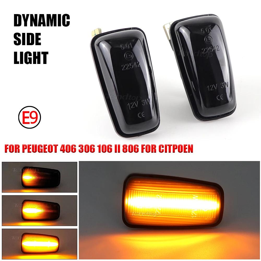 Clignotant LED dynamique, feu de position latéral pour Peugeot 306 106 406 806, partenaire expert po