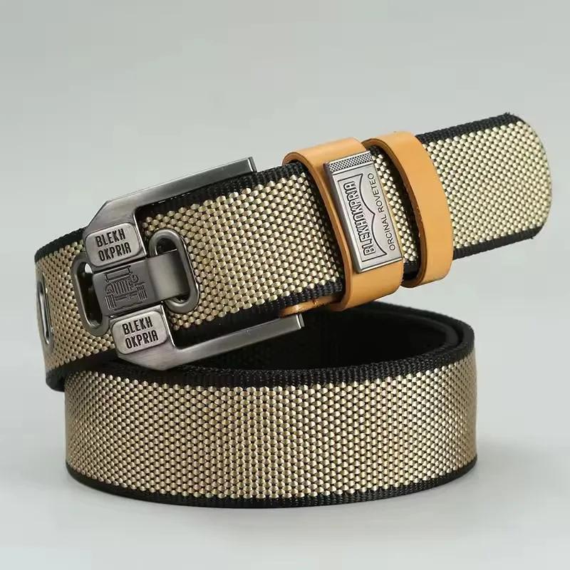 Nouvelle mode hommes boucle ardillon jeunesse salopette toile ceinture ceinture décontracté rétro dé