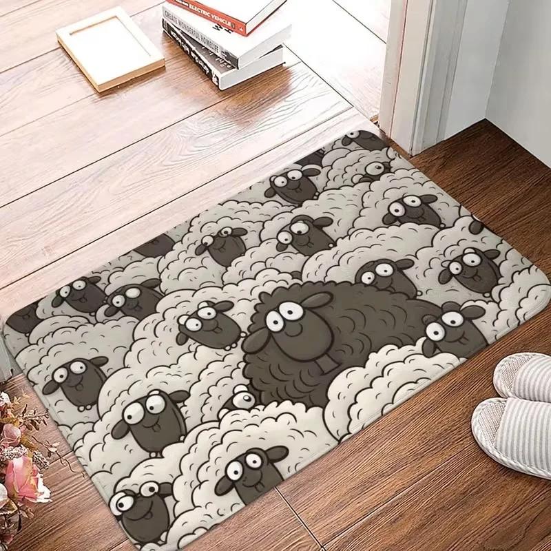 Tapis d'extérieur pour hall d'entrée, tapis de bienvenue, tapis de salle de bain à motif de mouton n