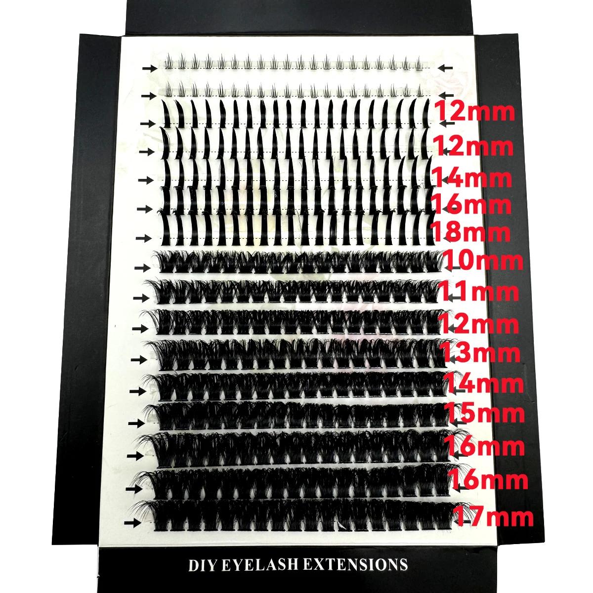 16 rangées de grappes de faux cils pointes et cils inférieurs bricolage Manga Cluster Extensions de 