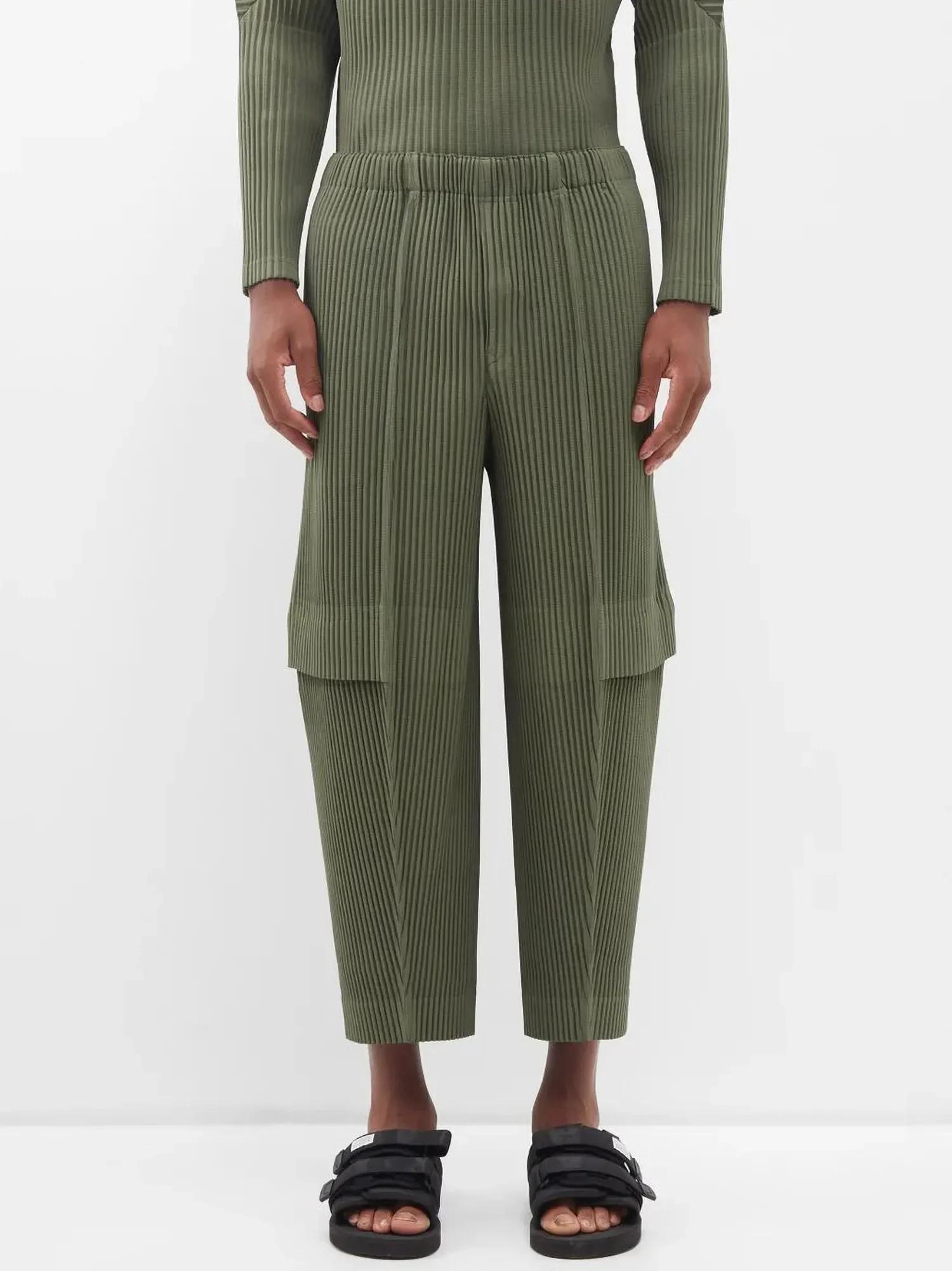 Ata Yake-Pantalon Cargo Plissé pour Homme, Pantalon Droit, Salopette adt, Baggy, Noir, Mode Décontra