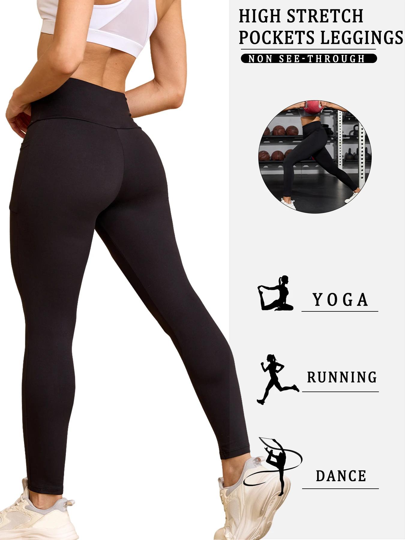 Leggings de sport Super doux avec poches pour femmes, taille haute, entraînement, Yoga, course à pie