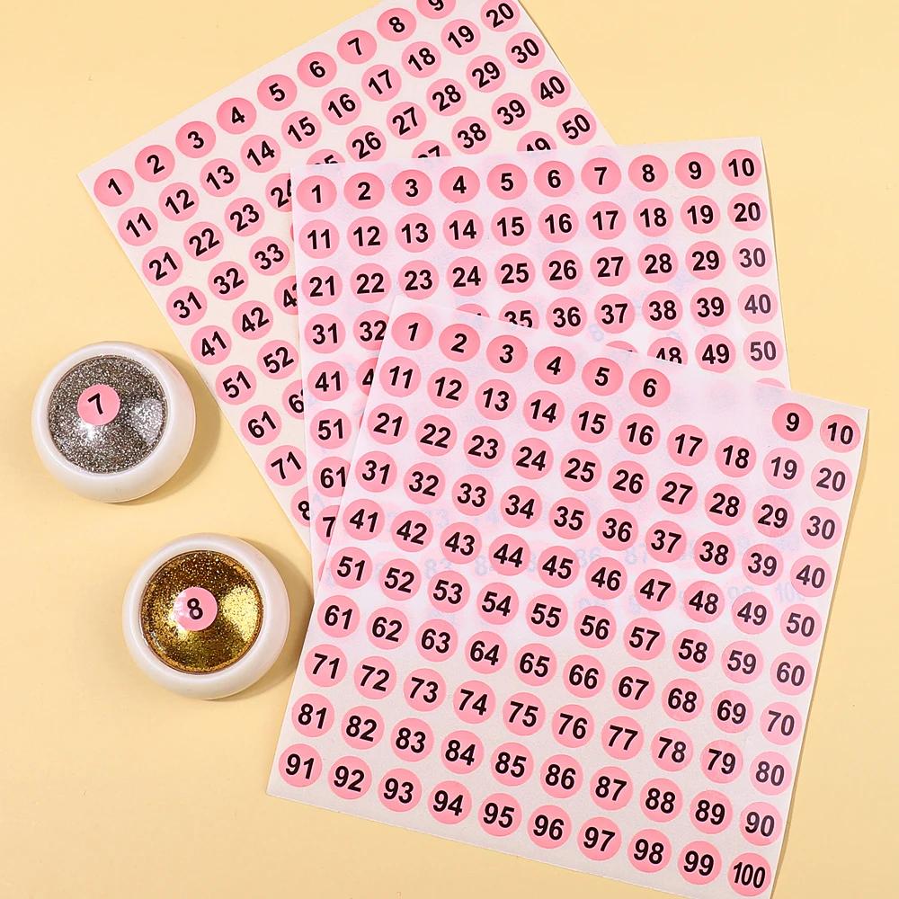 Étiquette autocollante numéro rose étanche pour vernis à ongles, marquage de vernis Gel de couleur, 
