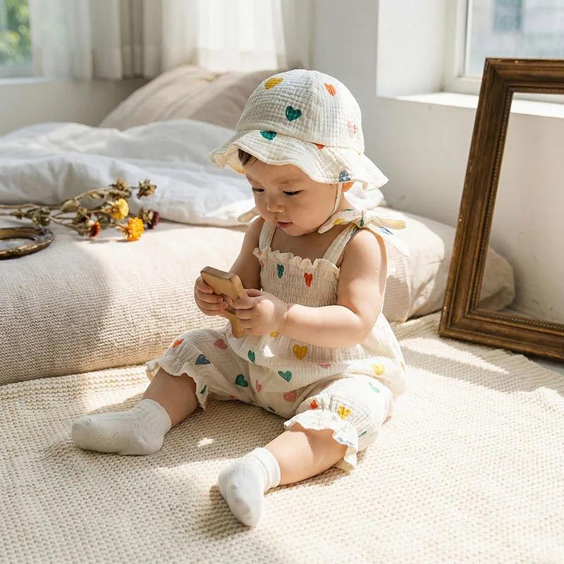 Combinaison d'été 2026 pour bébé fille 0-24 mois, motif floral tulipe, avec bretelles + chapeau, sty