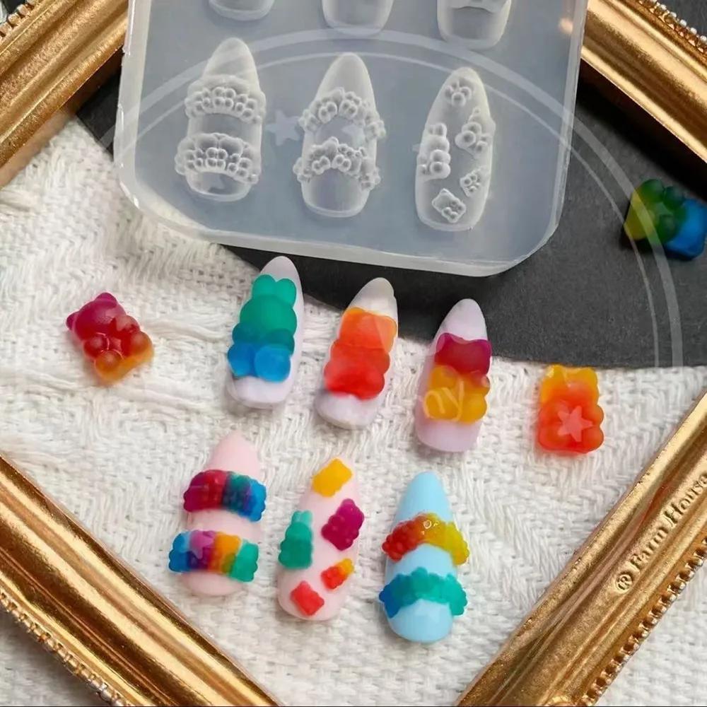 Moule à ongles dessin animé fruits cochon, sculpture 3D, modèle en Silicone, outils de décoration de