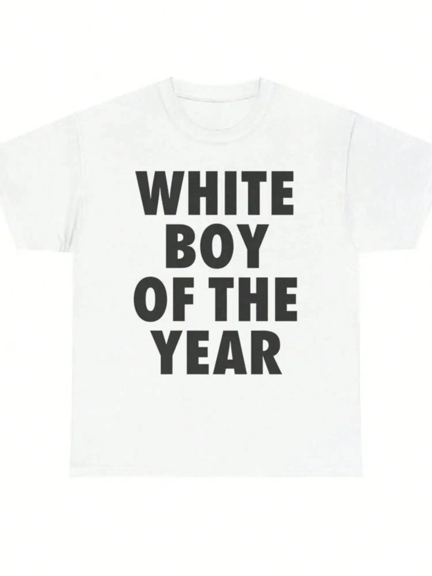 Blanc garçon de l'année t-shirts imprimé à manches courtes T-shirt rétro décontracté Streetwear Vint
