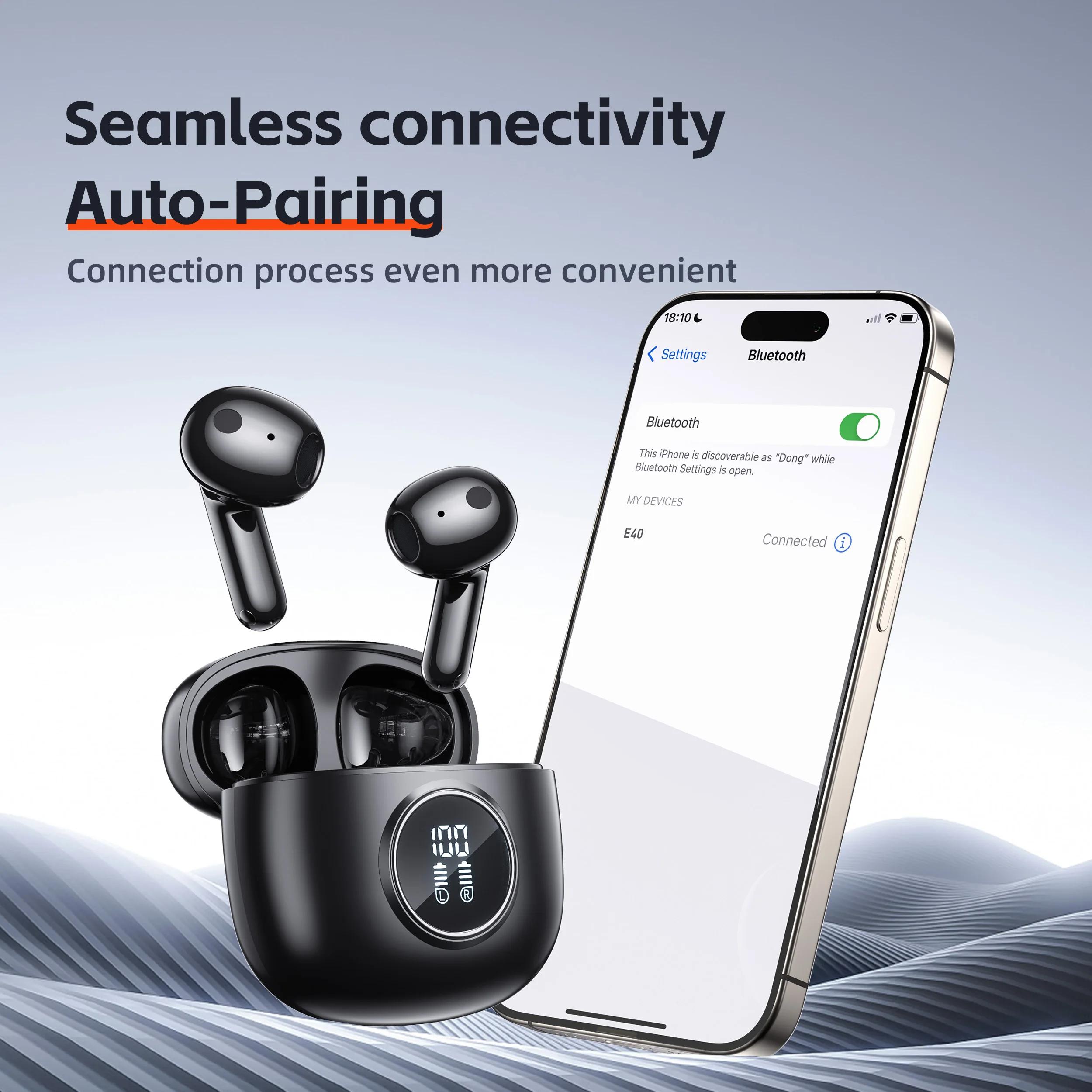 Écouteurs sans fil, QERE E40, nouveau TWS Bluetooth 5.3, Microphone HD, écouteurs HIFI, pilote 13mm,