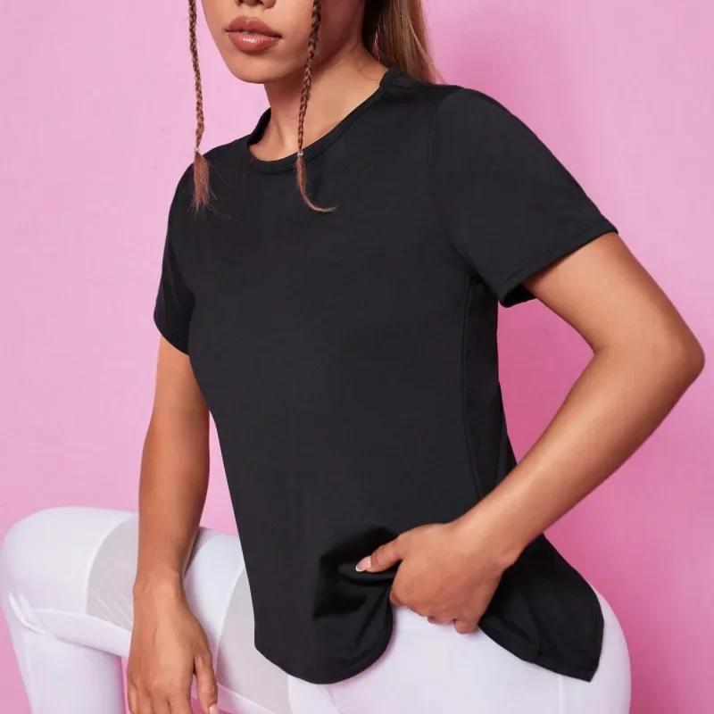 Femmes sans couture Yoga T-Shirt femme Fitness haut court entraînement gymnastique chemises d'entraî
