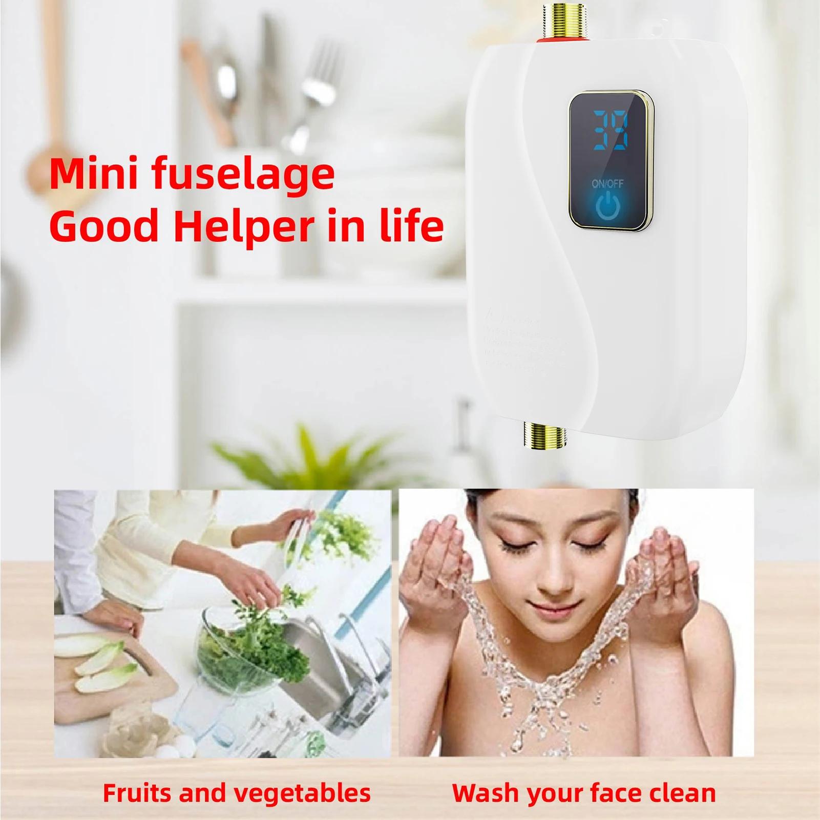 Chauffe-eau instantané 220V 3500W blanc Mini chauffe-eau électrique sans réservoir avec écran LCD po