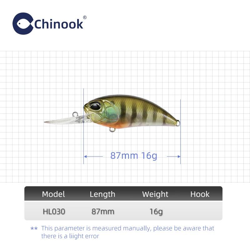 Leurre de pêche au basse CHINOOK Crankbait 87MM 16G, profondeur 2-3m, leurre coulant moyen, leurre à