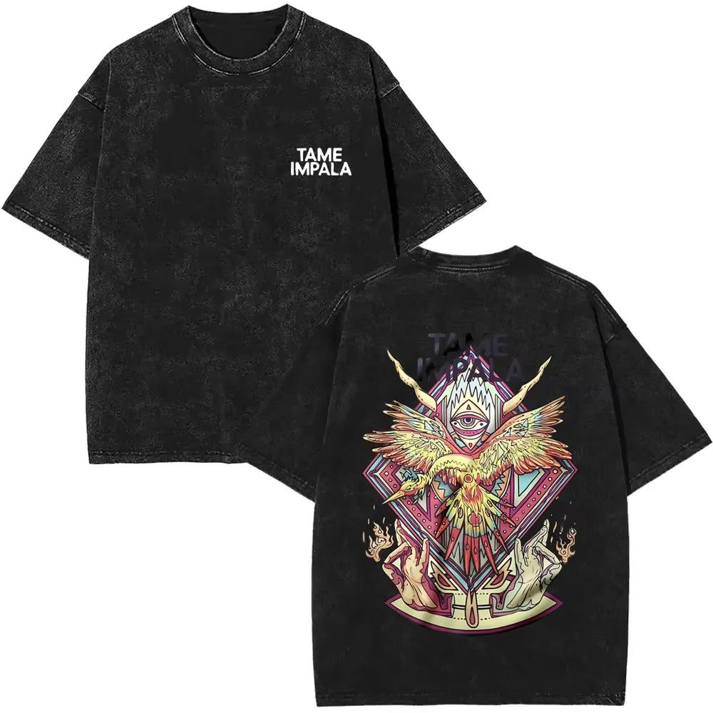 2025 lavé Vintage Tame Impala impression graphique T-shirts vêtements pour hommes Pop Rock groupe T-